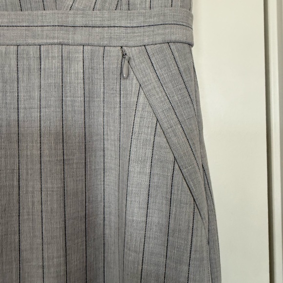 Ann Taylor Light Gray Pinstripe Midi Dress - Picture 4 of 5